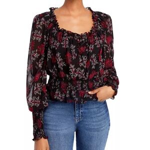Cinq a sept floral smock waist top